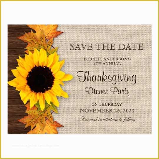 Fall Save the Date Templates Free Of Thanksgiving Dinner Party Invitation Save the Date