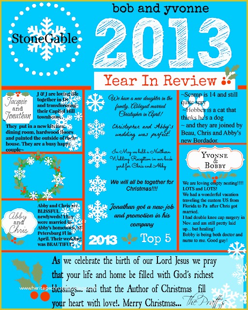 Family Christmas Newsletter Template Free Of 2013 Year In Review Stonegable