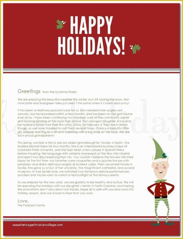Family Christmas Newsletter Template Free Of 23 Holiday Letter Templates – Free Sample Example format