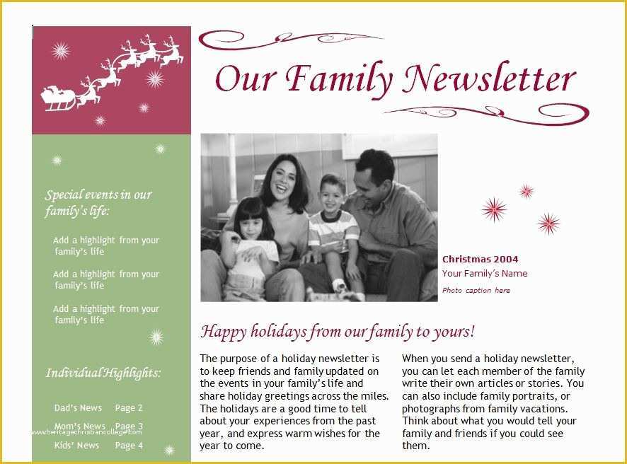 Family Christmas Newsletter Template Free Of Best S Of Holiday Family Newsletter Template