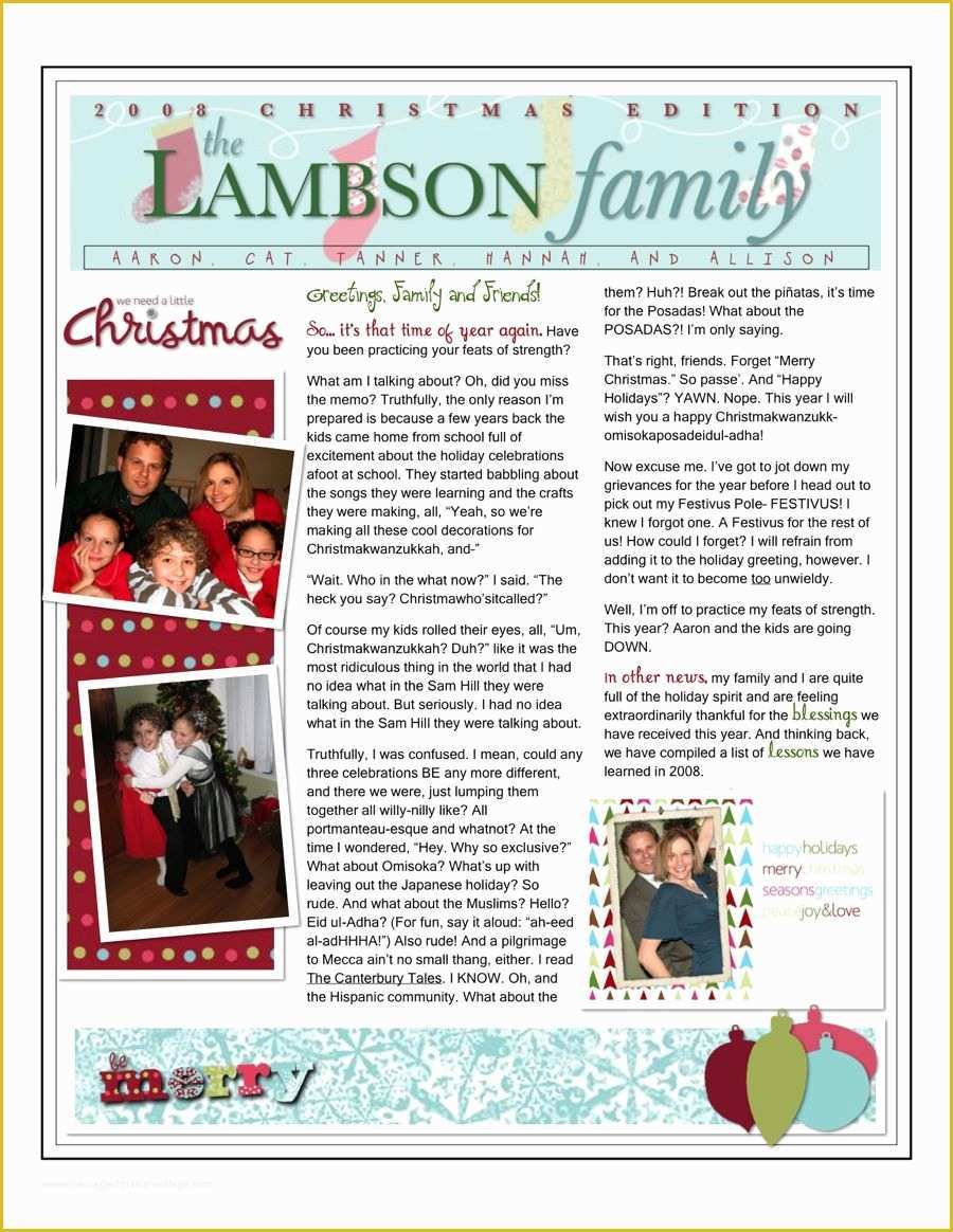 Family Christmas Newsletter Template Free Of Christmas Family Newsletter