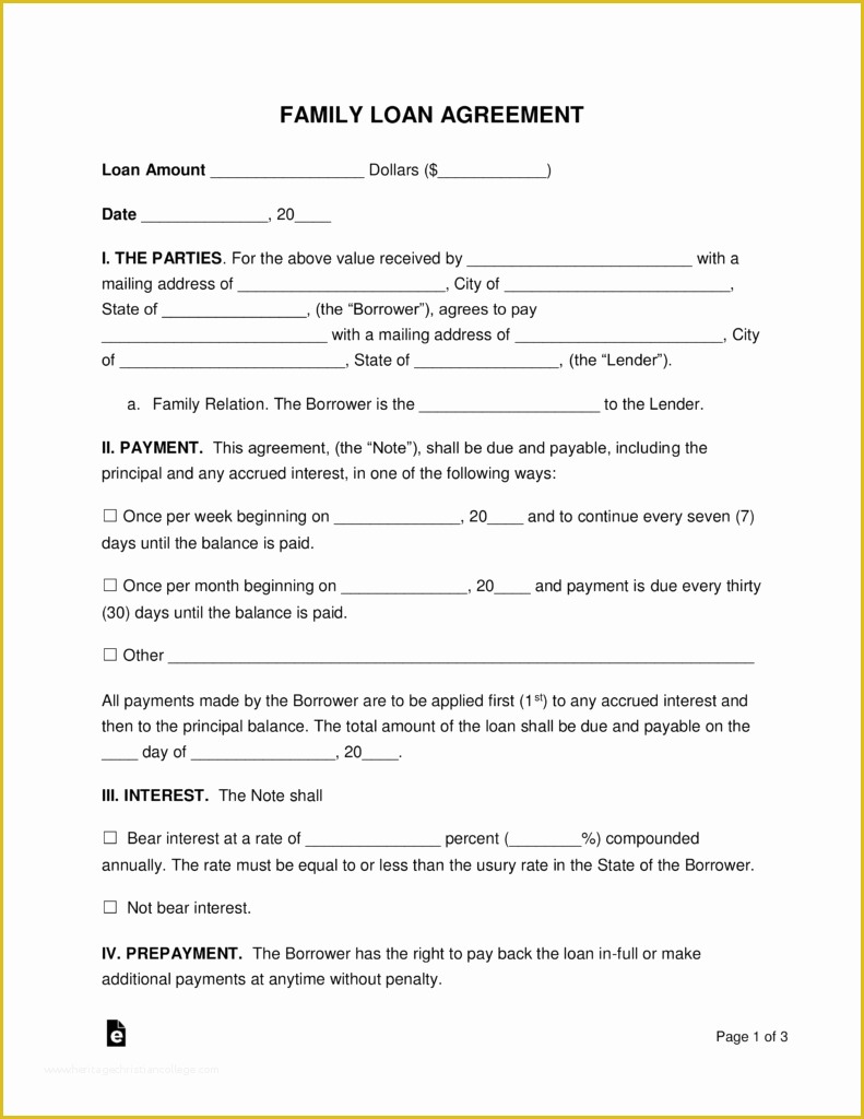 Family Loan Agreement Template Free Of Free Family Loan Agreement Template Pdf Word