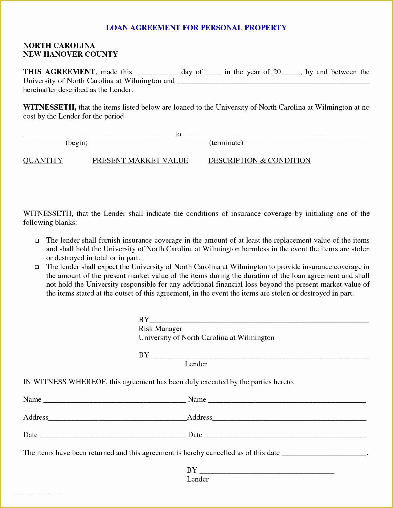 Family Loan Agreement Template Free Of Free Printable Personal Loan Contract form Generic