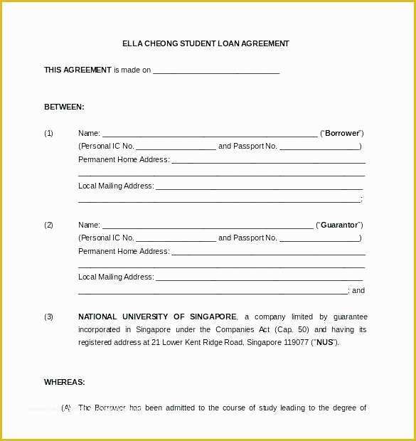 Family Loan Agreement Template Free Of Template for Loan to Family Member