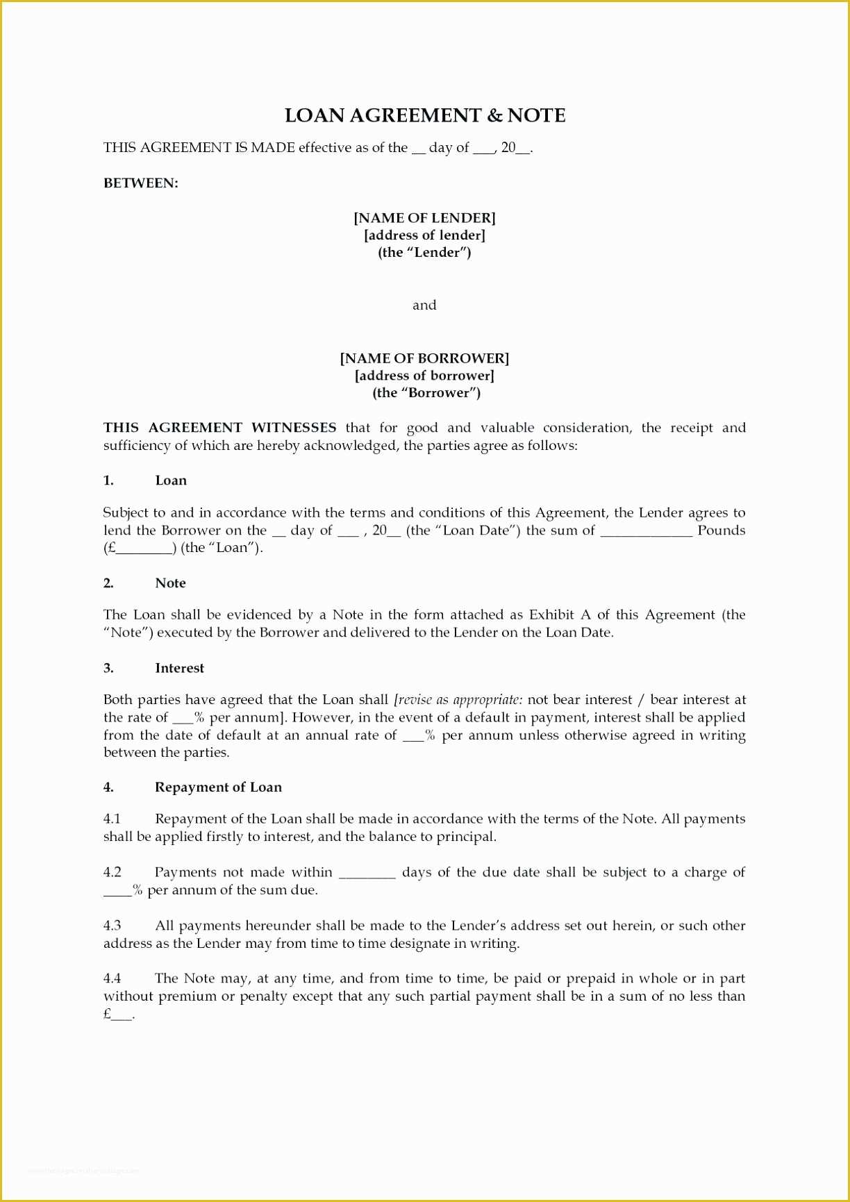 Family Loan Agreement Template Free Of Template Repayment Contract Template