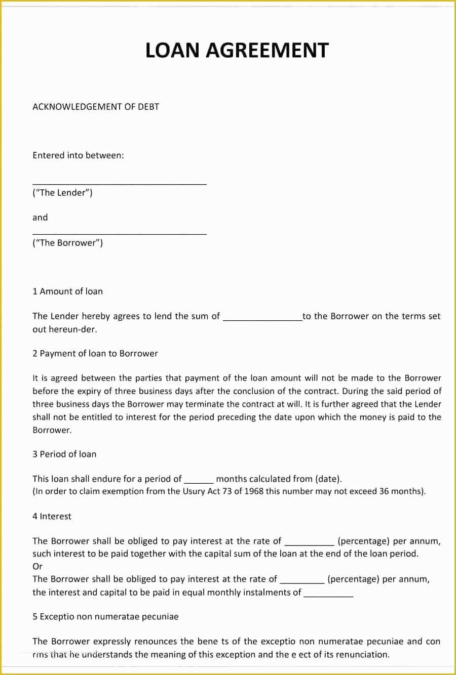 Family Loan Agreement Template Free Of Template Standard Loan Agreement Template
