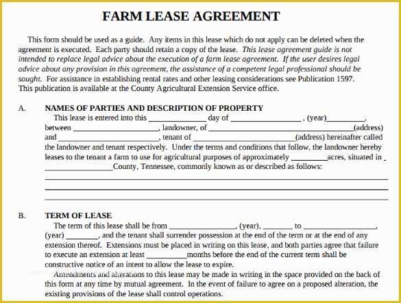 Farm Lease Agreement Template Free Of 10 Sample Basic Lease Agreement Templates