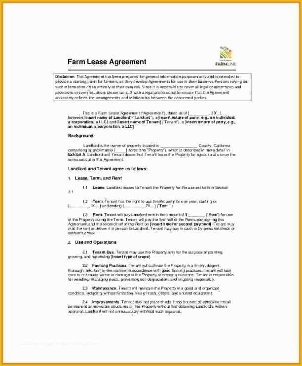 Farm Lease Agreement Template Free Of 11 Land Lease Contract