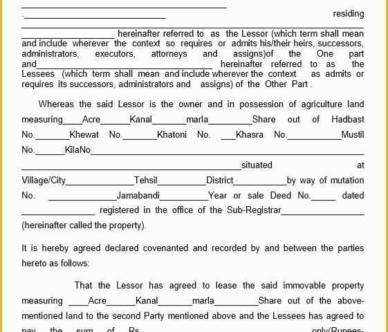 Farm Lease Agreement Template Free Of 12 Free Sample Professional Farm Land Lease Agreement