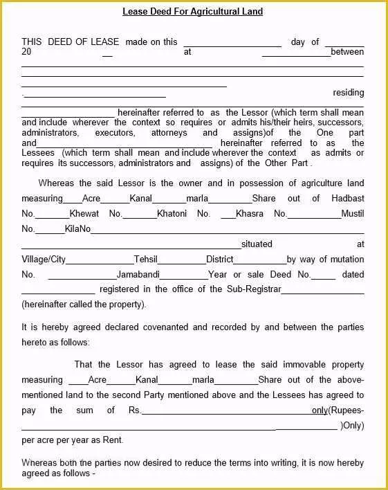 Farm Lease Agreement Template Free Of 12 Free Sample Professional Farm Land Lease Agreement