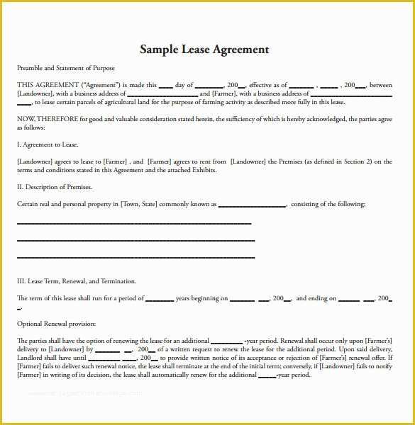 Farm Lease Agreement Template Free Of 15 Land Lease Agreements – Samples Examples &amp; format