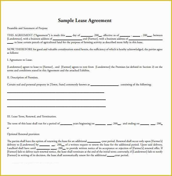 Farm Lease Agreement Template Free Of 15 Land Lease Agreements – Samples Examples & format