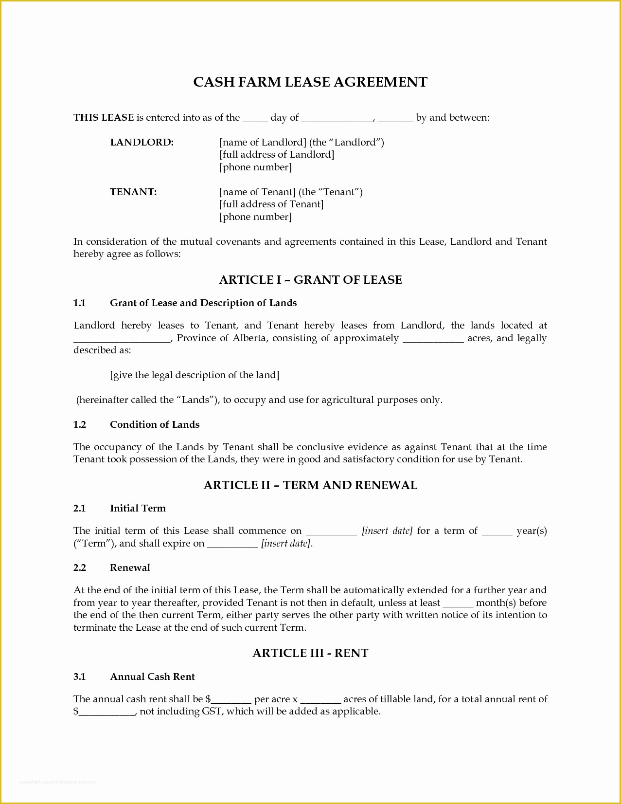 Farm Lease Agreement Template Free Of 6 Farm Lease Agreementreport Template Document