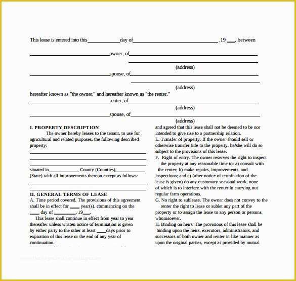 Farm Lease Agreement Template Free Of 9 Equipment Lease Agreement Templates