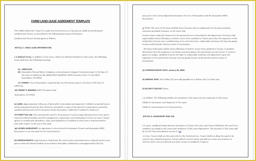 Farm Lease Agreement Template Free Of Farm Land Lease Agreement Template Contract Templates