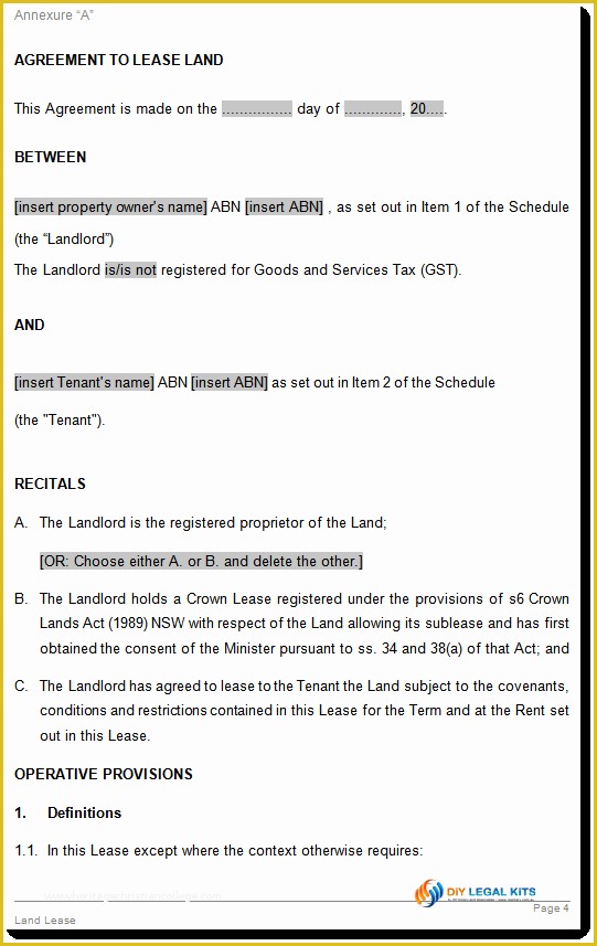 Farm Lease Agreement Template Free Of Land Lease Agreement Australian States