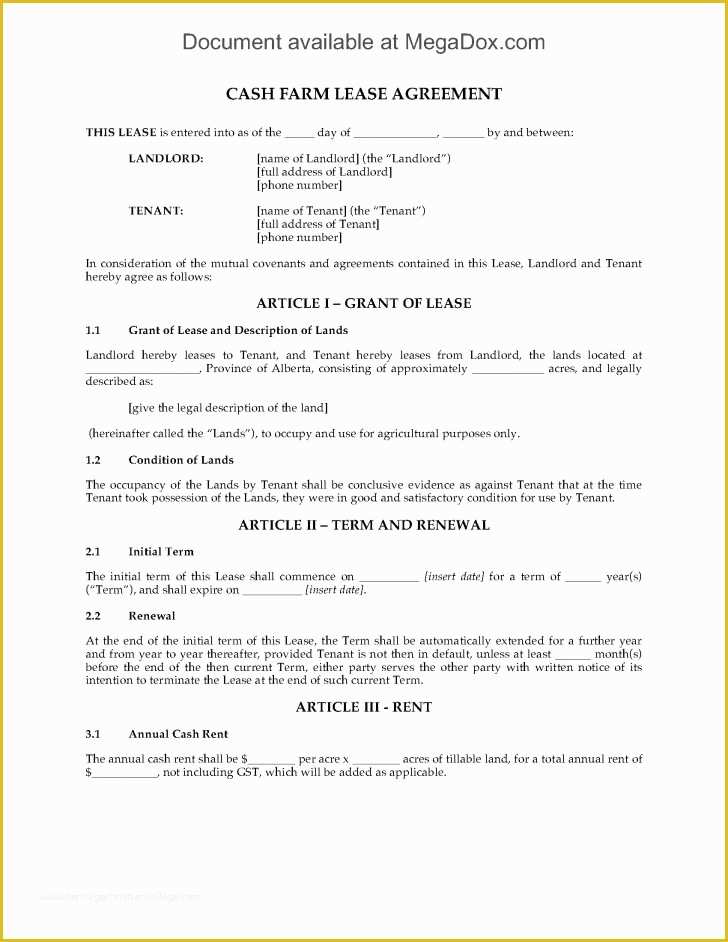 Farm Lease Agreement Template Free Of Lease Template Template Trakore Document Templates