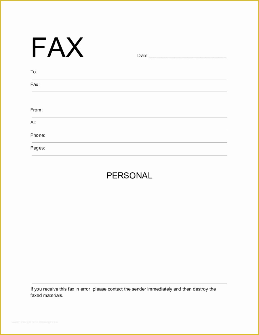 Fax Template Free Of Personal Fax Cover Sheet