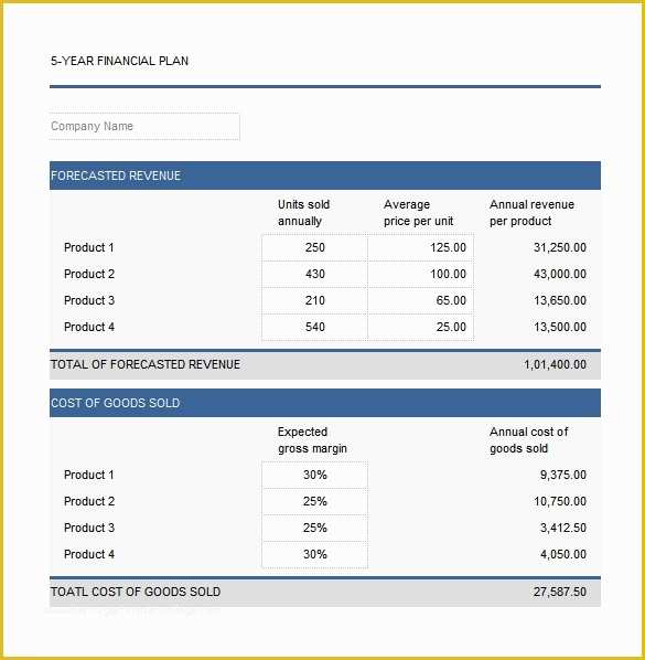 Financial Advisor Business Plan Template Free Of Financial Planning Excel Model 5 Year Financial Plan