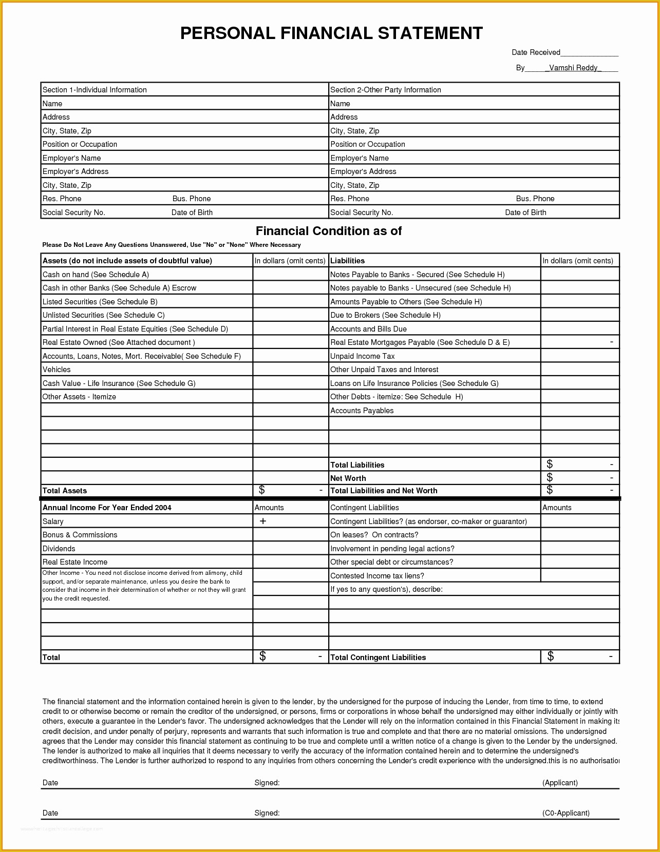 Financial Statement Excel Template Free Download Of 13 Personal Financial Statement form Free