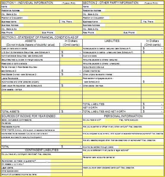 Financial Statement Excel Template Free Download Of 40 Personal Financial Statement Templates & forms