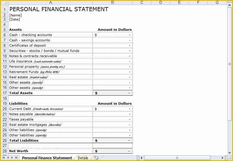 Financial Statement Excel Template Free Download Of 8 Personal Financial Statement Templates Excel Templates