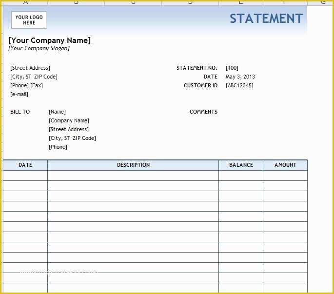 Financial Statement Excel Template Free Download Of Billing Statement Template