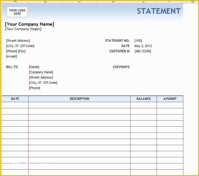 Financial Statement Excel Template Free Download Of Billing Statement Template