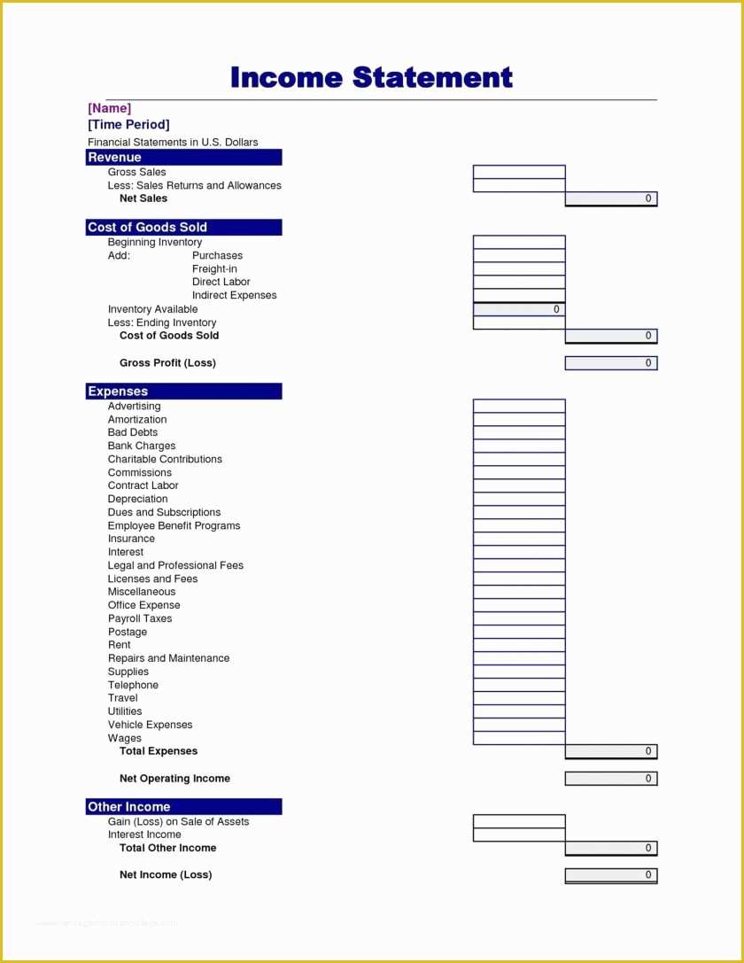 Financial Statement Excel Template Free Download Of Free Financial Statement Template Blank Personal form