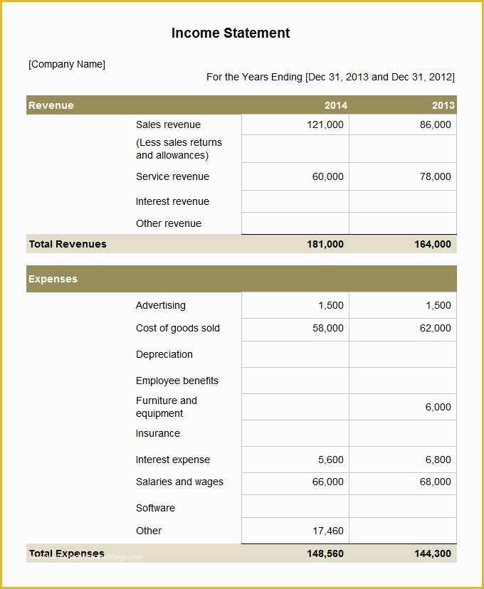 Financial Statement Excel Template Free Download Of In E Statement format In Excel Free Download Financial