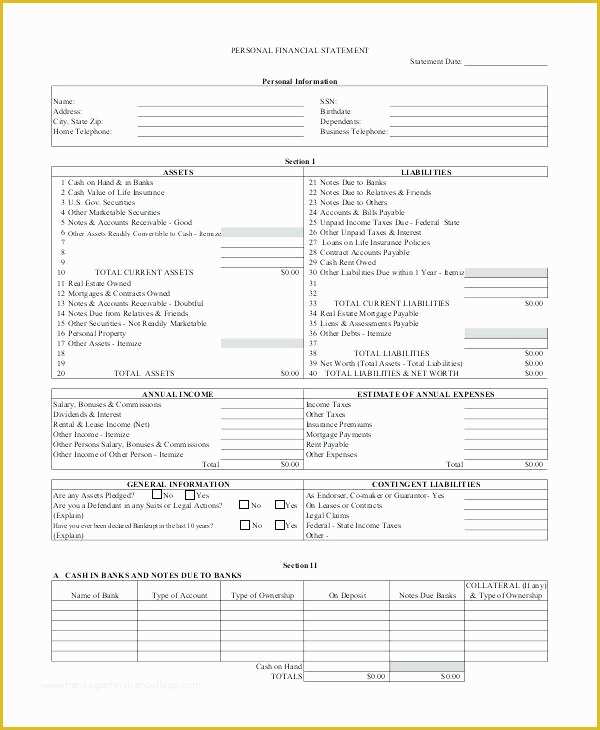 Financial Statement Excel Template Free Download Of Personal Financial Statement Template Personal Financial