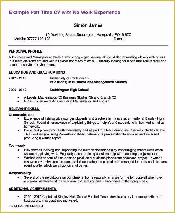 First Job Resume Template Free Of First Job Resume 7 Free Word Pdf Documents Download