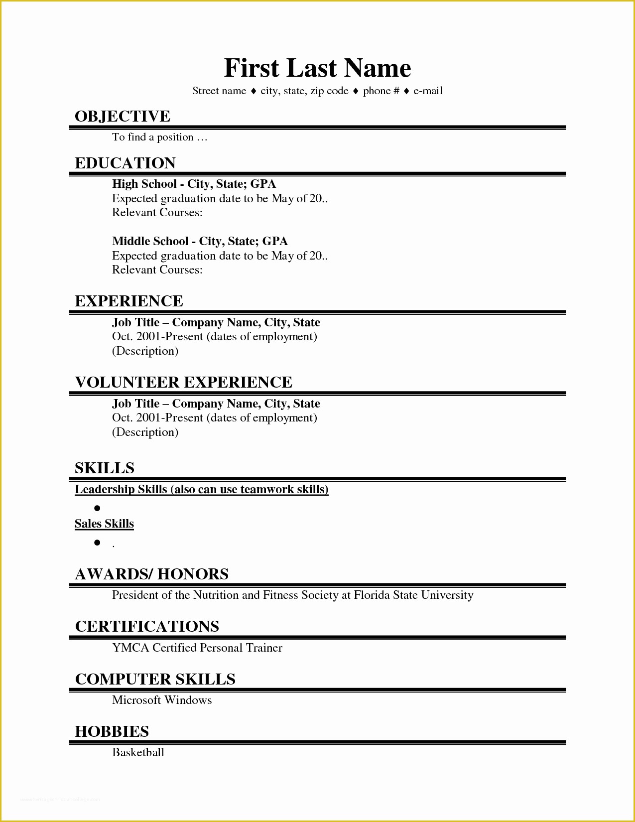 First Job Resume Template Free Of First Job Resume Google Search Resume