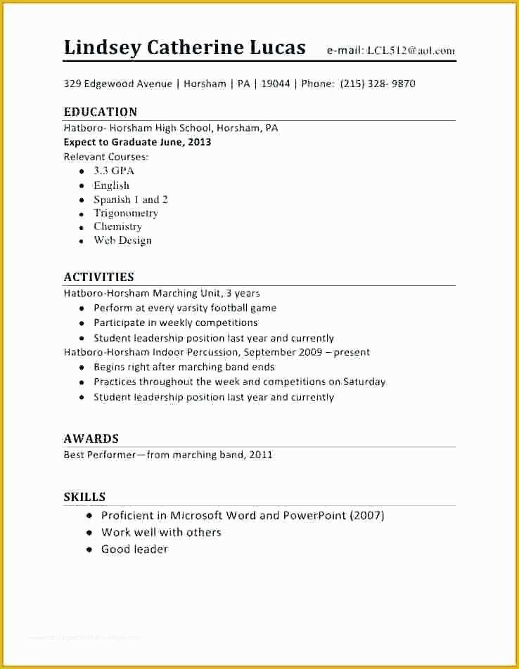 First Job Resume Template Free Of Resume Template for First Job Size Examples 2018