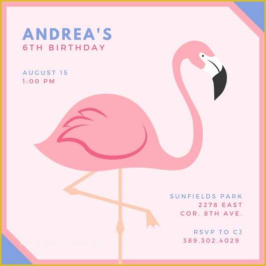 Flamingo Invitation Template Free Of Birthday Invitation Templates Canva