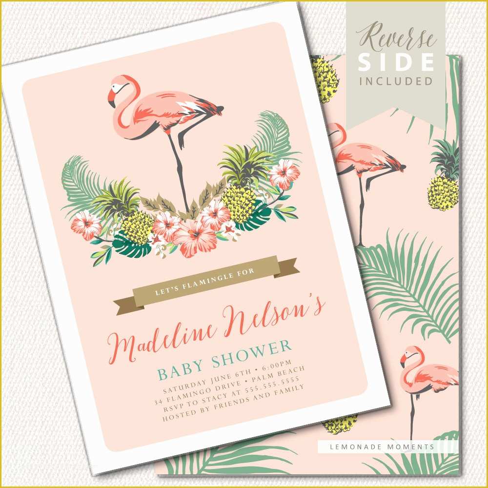 Flamingo Invitation Template Free Of Flamingo Baby Shower Invitation Luau Baby Shower Invitation