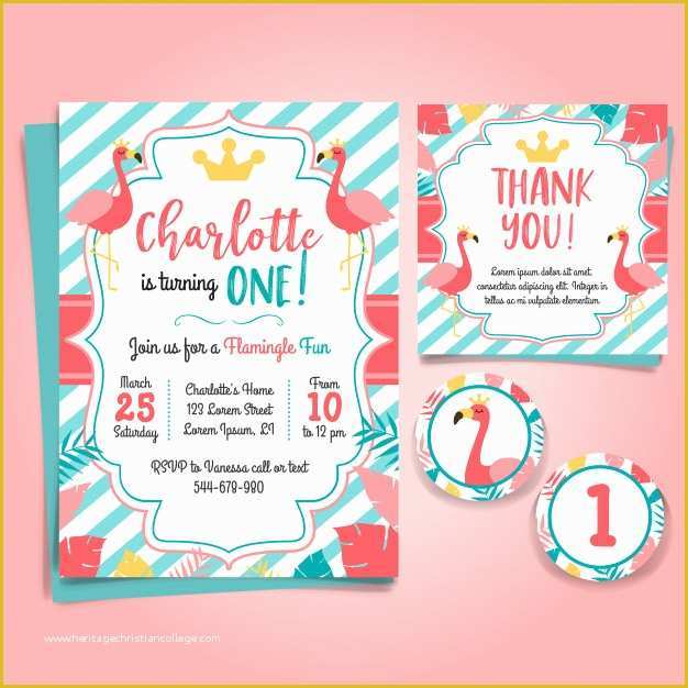 Flamingo Invitation Template Free Of Flamingo Birthday Invitation Pool Party Vector