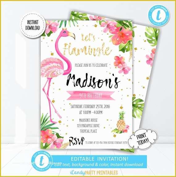 Flamingo Invitation Template Free Of Flamingo Birthday Invitation Printable Let S Flamingle