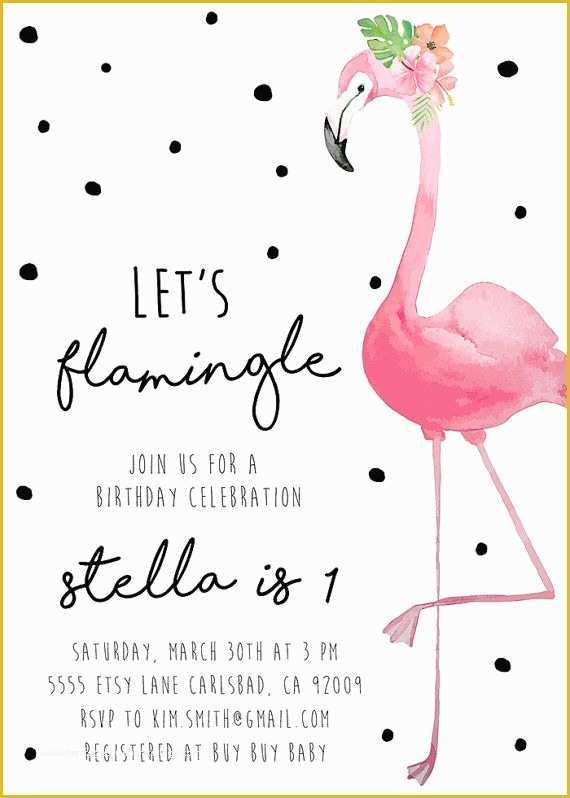 Flamingo Invitation Template Free Of Flamingo Birthday Invitation Tropical Birthday Unique