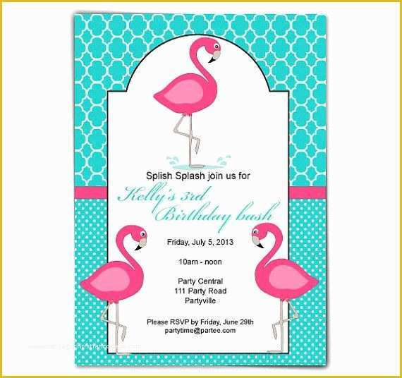 Flamingo Invitation Template Free Of Flamingo Invite Printable Birthday by Tracyannprintables