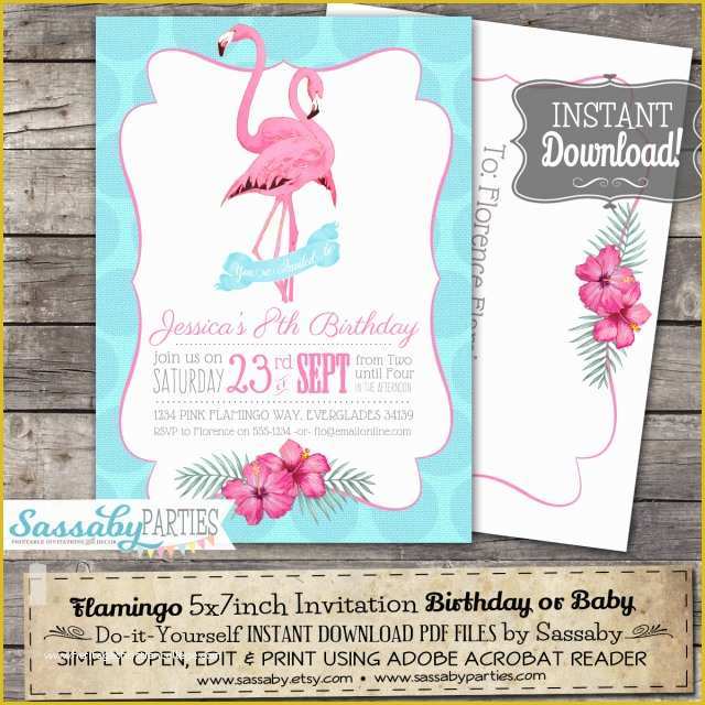 Flamingo Invitation Template Free Of Flamingo Party Invitation