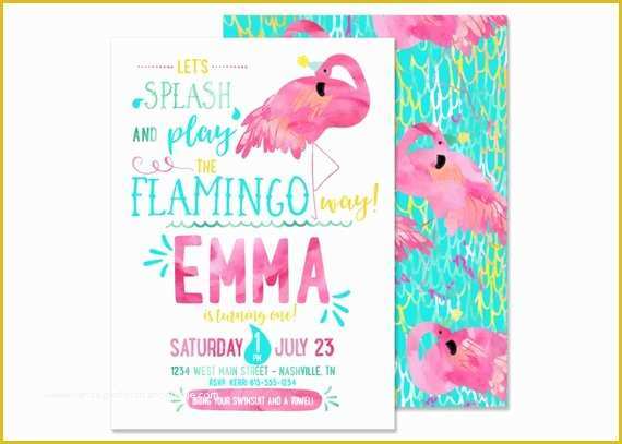Flamingo Invitation Template Free Of Flamingo Pool Party Birthday Invitation Digital File Summer