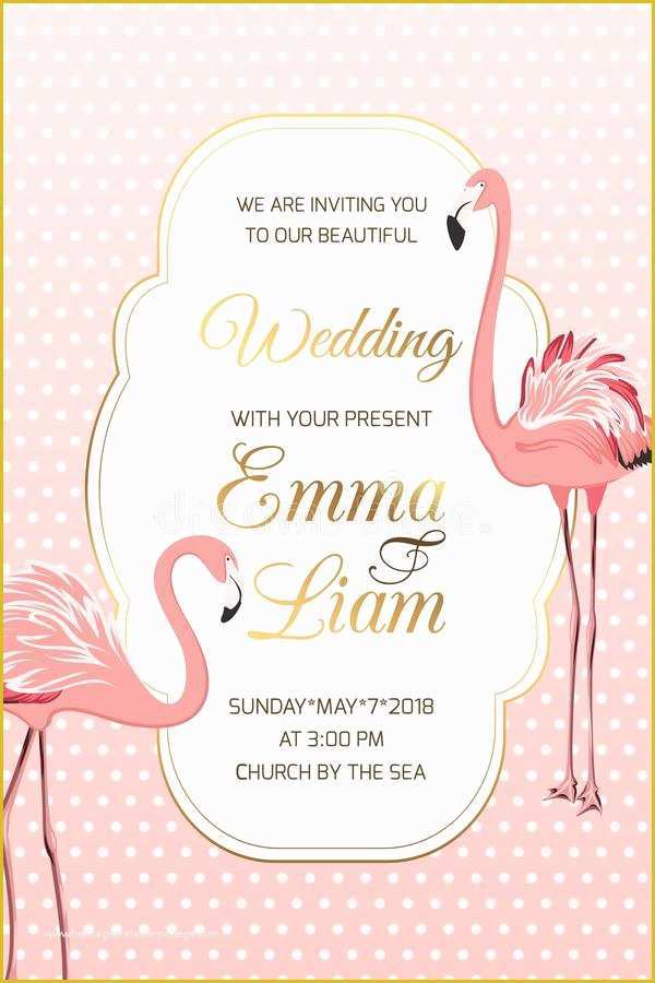 Flamingo Invitation Template Free Of Pink Flamingo Birds Wedding Invitation Card Frame Stock