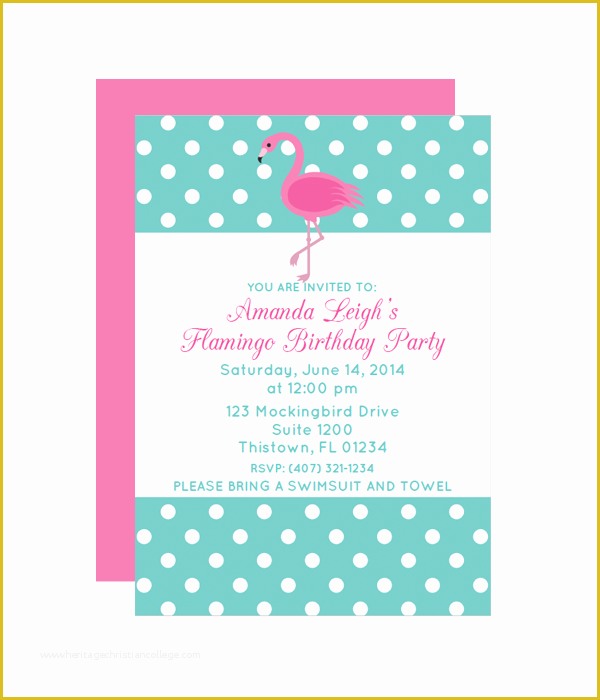 Flamingo Invitation Template Free Of Polka Dot Flamingo Party Invitation Chicfetti