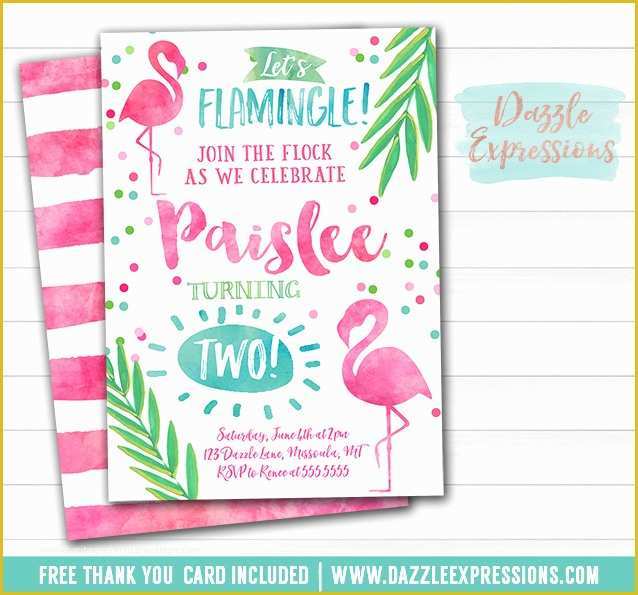 Flamingo Invitation Template Free Of Printable Watercolor Flamingo Birthday Invitation Luau