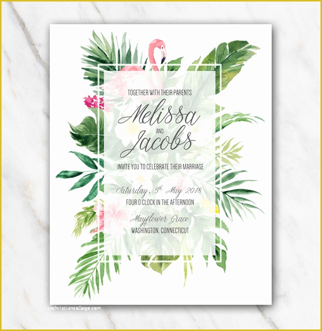 Flamingo Invitation Template Free Of Tropical Flamingo Wedding Invitation Template In Word for