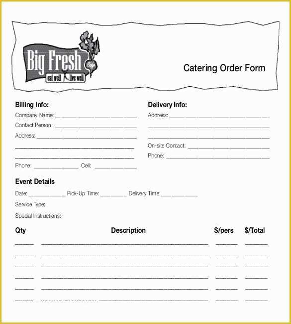 Printable Food Order Form Template