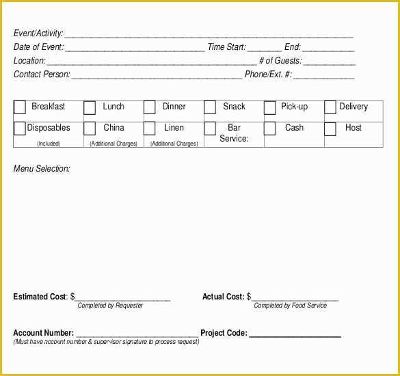 Food order form Template Free Download Of 28 Blank order Templates – Free Sample Example format