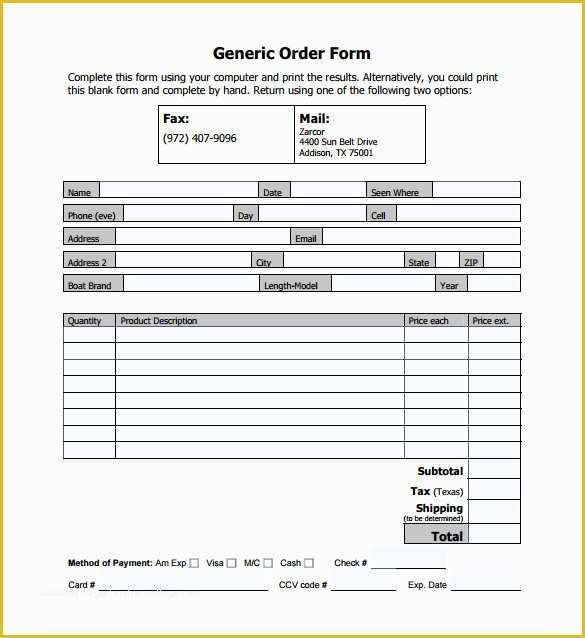 Food order form Template Free Download Of 29 order form Templates Pdf Doc Excel