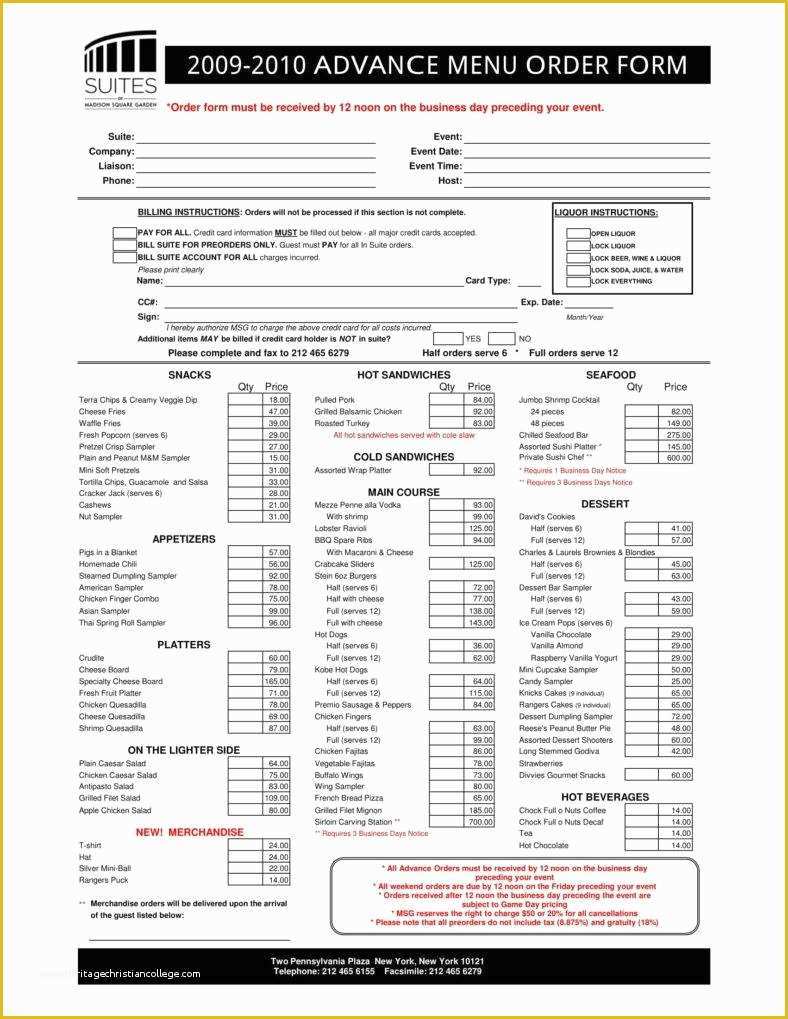 Food order form Template Free Download Of 9 Food order form Templates Free Samples Examples